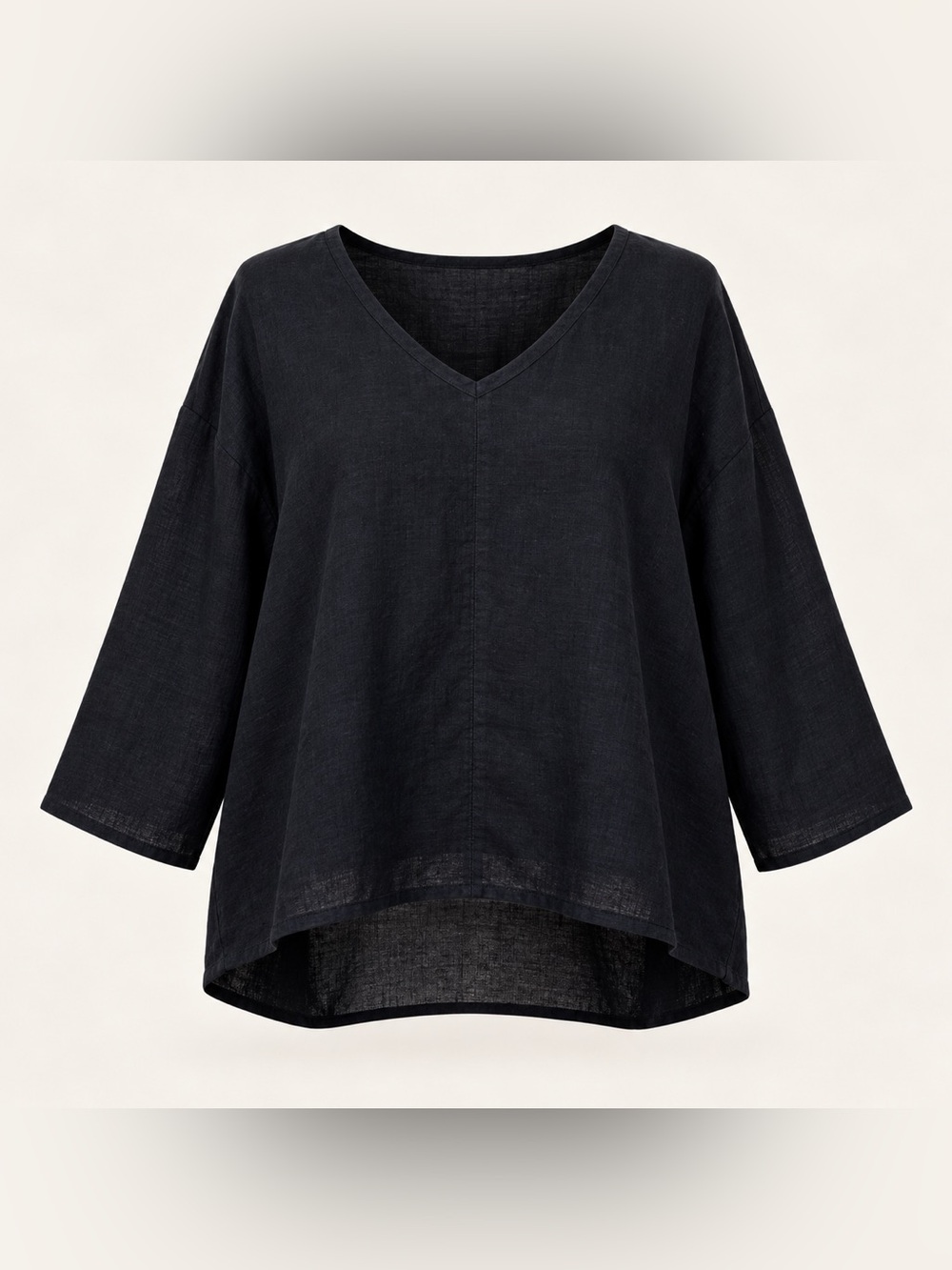 Flax 100 % Linen Black  High-Low Top-Small-NWOT